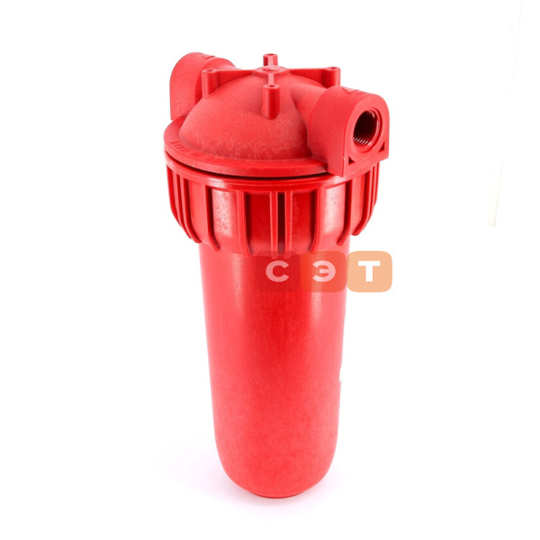 Одинарная красная колба фильтра для ГВС 10" (Senior) Plus HOT 3P SX  1/2"